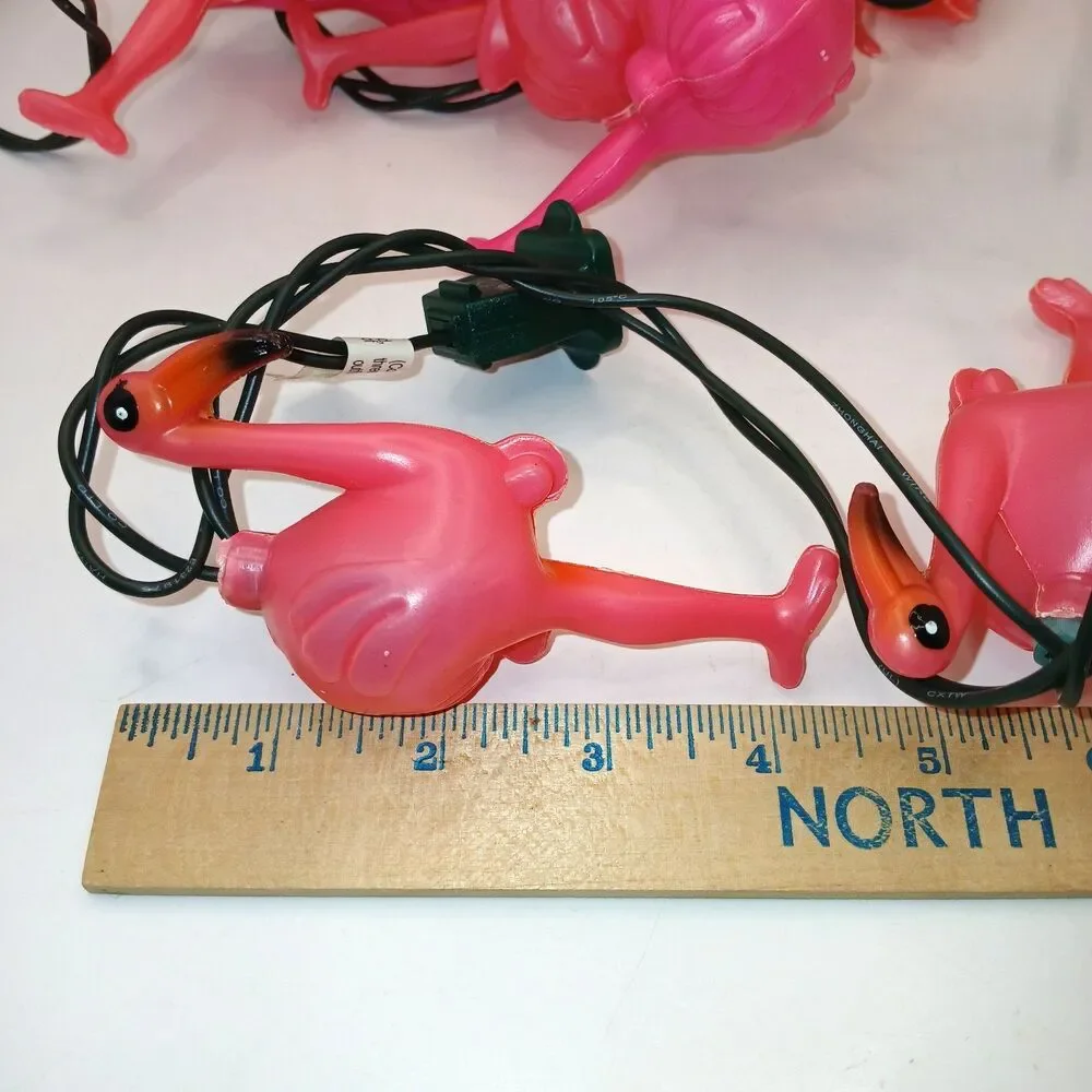 Pink Flamingo Blow Mold String Lights x10 Patio Garden Party Electric 88